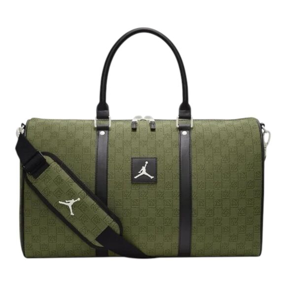 Jordan Duffle Bag WMNS Green Weekender Monogram Nike LM0759-W3Z Carry On Sz 25L - Picture 1 of 9